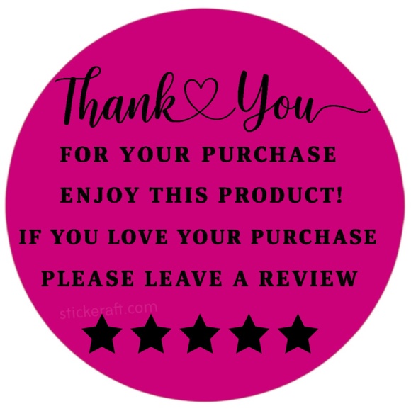 Thank You for Purchase Stickers – 2 Inch, 5 Star Review Labels – 100 PCS NEW - Picture 12 of 15